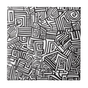 Preto Branco Geométrico Labirinto Abstrato Linha