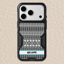 Preto Branco Geométrico Polinésio Tribal Monograma