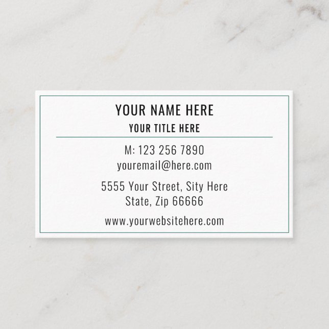 Preto branco simples personalizado seu Cartão de v (Frente)