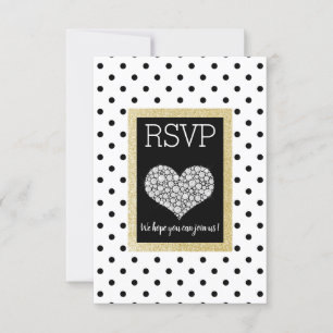 Preto Branco SPOT Coração Dourado RSVP simples ele