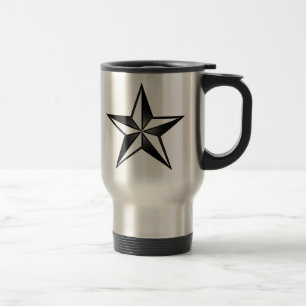 Preto & caneca de viagem náutica da estrela da