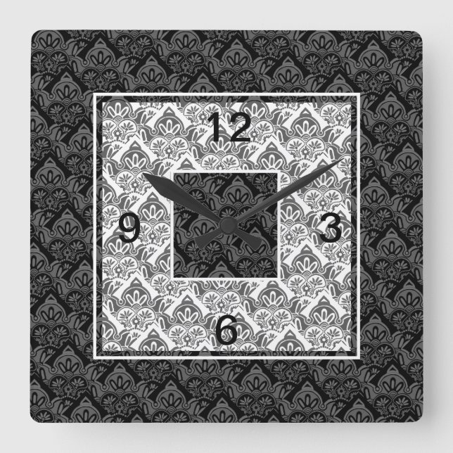 Preto, cinza, Relógio de Parede Branco (Frente)