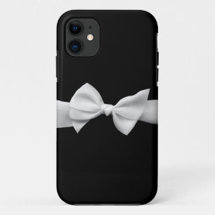 Preto com capas de iphone brancas do arco da fita