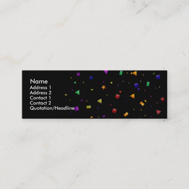 Preto com Cartões de visitas Confetti (Frente)