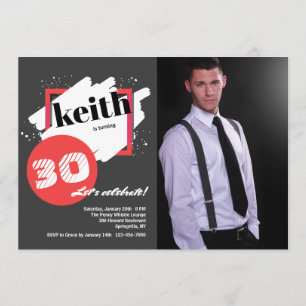 Preto com Detalhes Vermelhos Convite de Fotografia