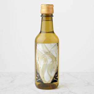 Preto com Dourado na Seda de Champanhe