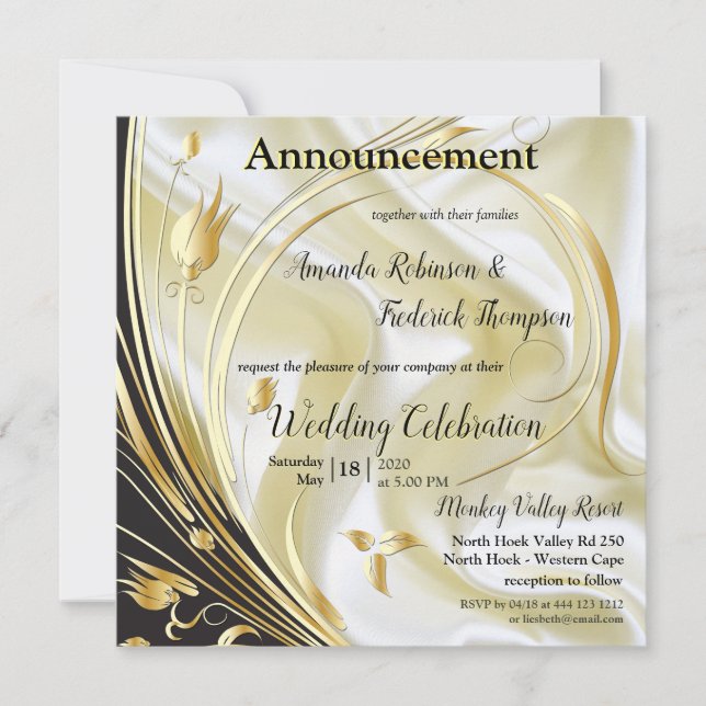 Preto com Dourado no Anúncio da Seda do Champanhe (Frente)