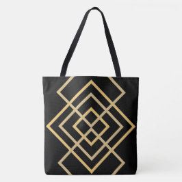 Preto com faixa Dourada Tote Bag