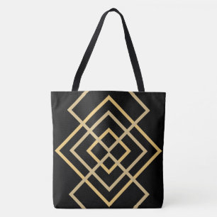 Preto com faixa Dourada Tote Bag