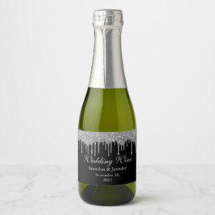 Preto com Faux Silver Glitter Weding Favor