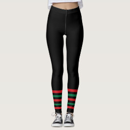 Preto com meia verde vermelha> Leggings de grande