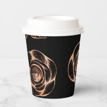 Preto com padrão de Rosa de bronze