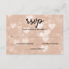 Preto com RSVP de Corações Bokeh Dourados Faux