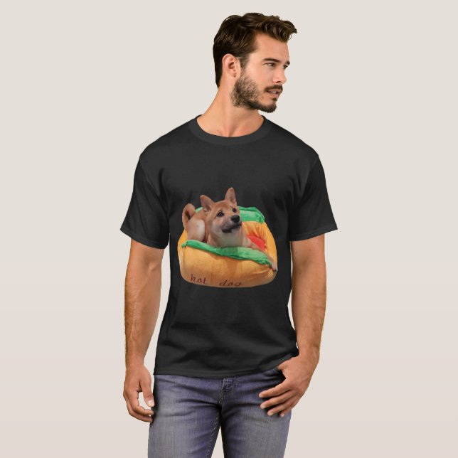Preto da camisa de Shiba do cachorro quente (Frente Completa)