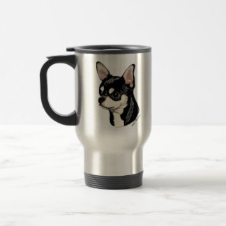 Preto da chihuahua & caneca de viagem de Tan