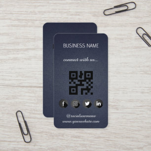 Preto de couro - Cartão de visita de código QR de