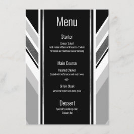 Preto diagonal, cinza, menu listrado metálico