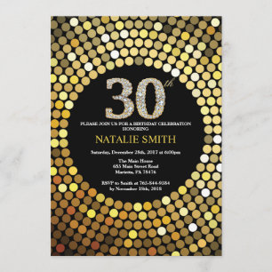 Preto do convite do aniversário de 30 anos e