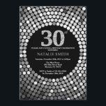 Preto do convite do aniversário de 30 anos e<br><div class="desc">Convite do aniversário de 30 anos. Preto e brilho da prata. Diamante de prata. Festa de aniversário adulta. Para homens ou mulheres. Para uma personalização mais adicional,  clique por favor "personalizam-no" botão e usam-nos nossa ferramenta de design para alterar este modelo.</div>