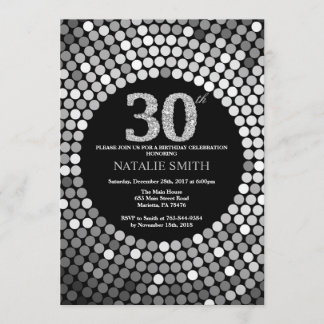 Preto do convite do aniversário de 30 anos e
