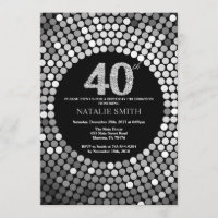 Preto do convite do aniversário de 40 anos e
