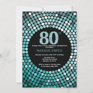 preto do convite do aniversário do 80 e brilho da