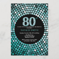 preto do convite do aniversário do 80 e brilho da