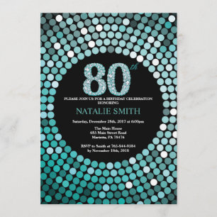 preto do convite do aniversário do 80 e brilho da