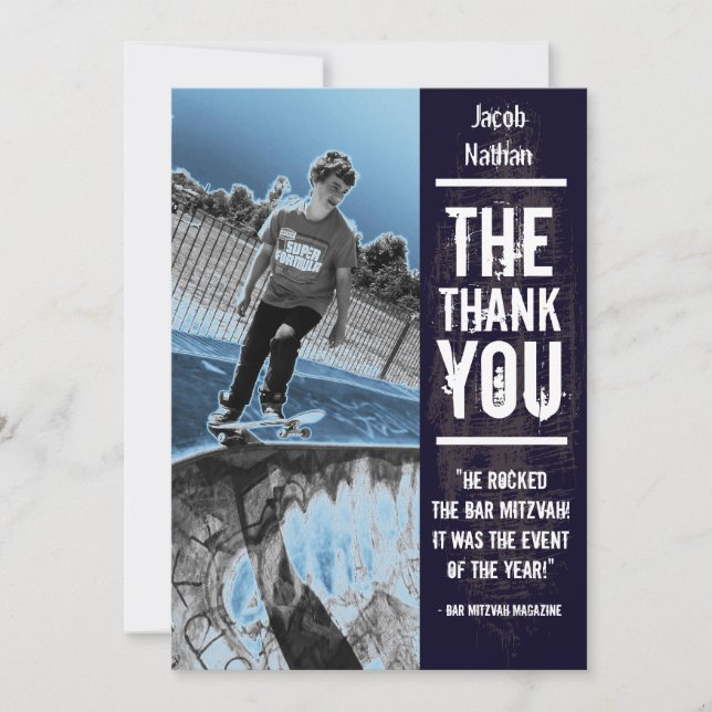 Preto dos cartões de agradecimentos de Mitzvah do (Frente)