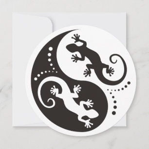 Preto dos gecos de YIN & de YANG + seus fundo &