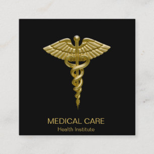 Preto Dourado médico do Caduceus - cartão de