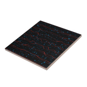 Preto e Azul com Linhas Vermelhas onduladas