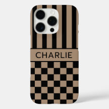 Preto e Bege Xadrez Listrado Personalizado