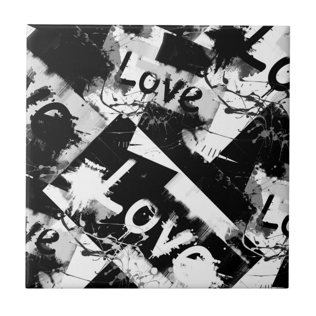 Preto e branco com padrão de amor de manchas (Frente)