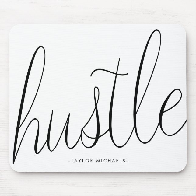 Preto e Branco do Hustle com Nome Mousepad (Frente)