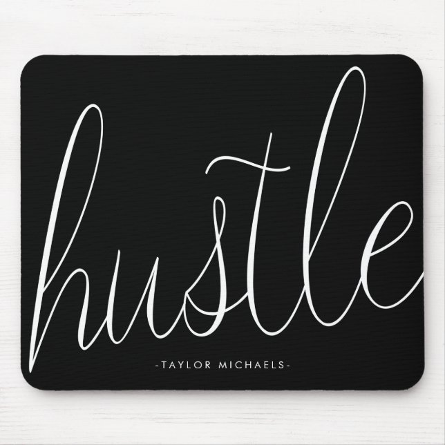 Preto e Branco do Hustle com Nome Mousepad (Frente)