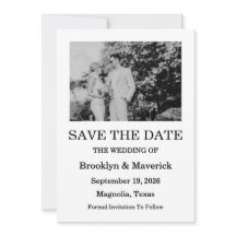 Preto e Branco Elegante Salvar o Cartão com fotos 