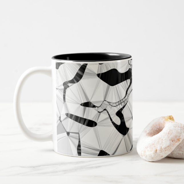 Preto e branco em movimento 2 caneca de tonalidade (Com Donut)