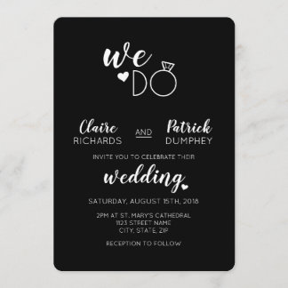 Preto e Branco Fazemos Convite Para Casamento De T