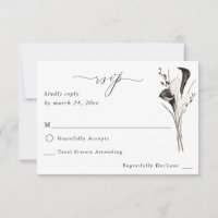 Preto e branco Floral sem RSVP 2 de refeições
