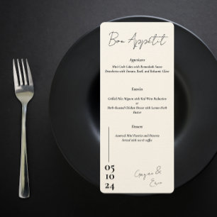 Preto e branco Letra de amor menu Casamento