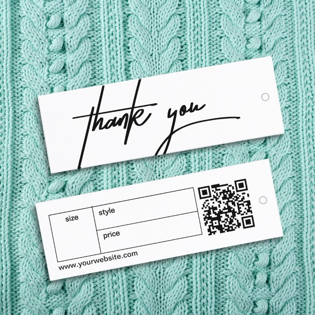 Preto e branco mínimos Obrigado Rotular a Etiqueta (Minimal Black & White Thank You Label Clothing Tag)