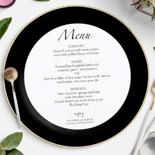 Preto e Branco moderno Cartão de Menu do Círculo