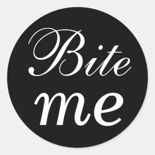 Preto e branco morda-me etiqueta