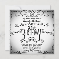 Preto e Branco Ornamental Vintage Convite de Anive