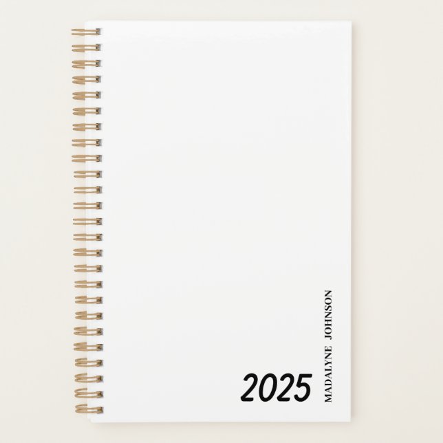 Preto e Branco Personalizado Datado Meu Planejador (Frente)