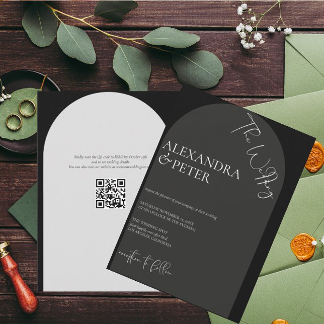 Preto e Branco Simples | Convite Para Casamento De (Criador carregado)