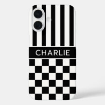 Preto e Branco Xadrez Listrado Personalizado