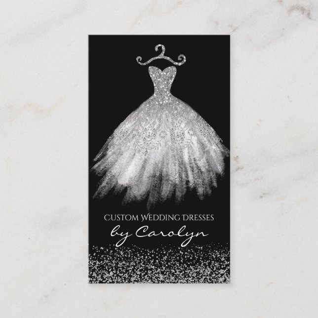 Preto e cartão de visita Glittery da costureira da (Frente)