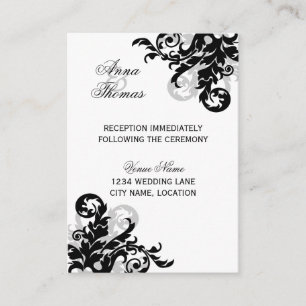 Preto e cartões da recepção de casamento do